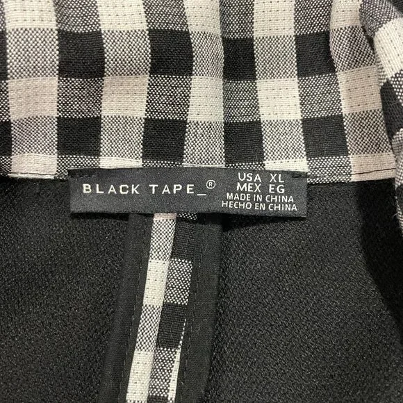 (NEW) BLACK TAPE Long Line Coat Buffalo Check Long Sleeve Oversize, B & W - XL - Picture 6 of 8